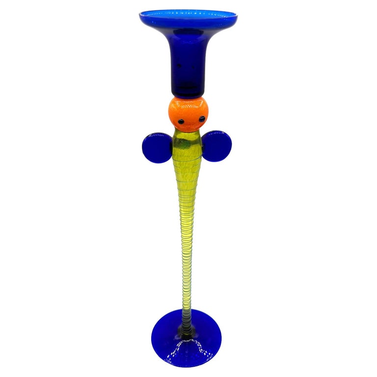 Czechoslovakian Bohemia Art Glass Butterfly Candlestick Holder by Jiri Sugajek