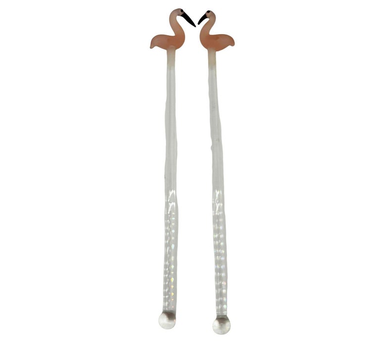 21 Piece Mid-Century Tropical Hula Girl & Flamingo Cocktail Swizzle Sticks