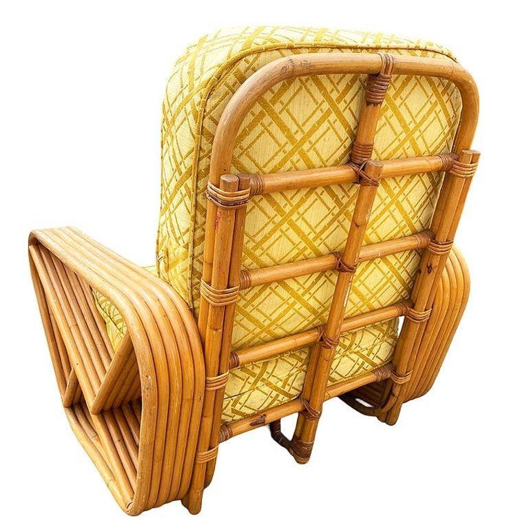 Restored Mid-century 5-Strand Square Pretzel Rattan Chair & Sofa Livingroom Set