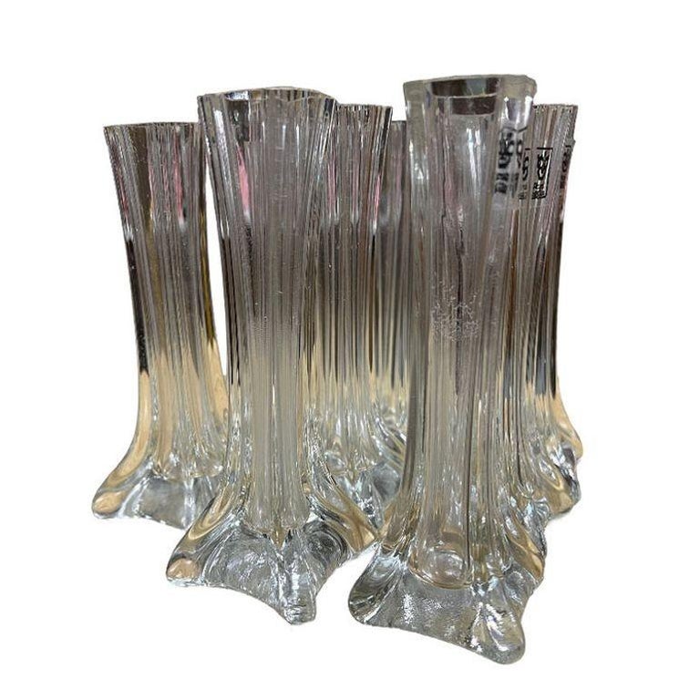 1980s Transparent Art Glass Flower Bud Vase by Royal Art Glass, Set of 10