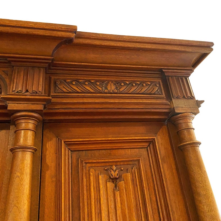 19th Century French Henry II Renaissance Carved Walnut Buffet Sideboard Cabinet