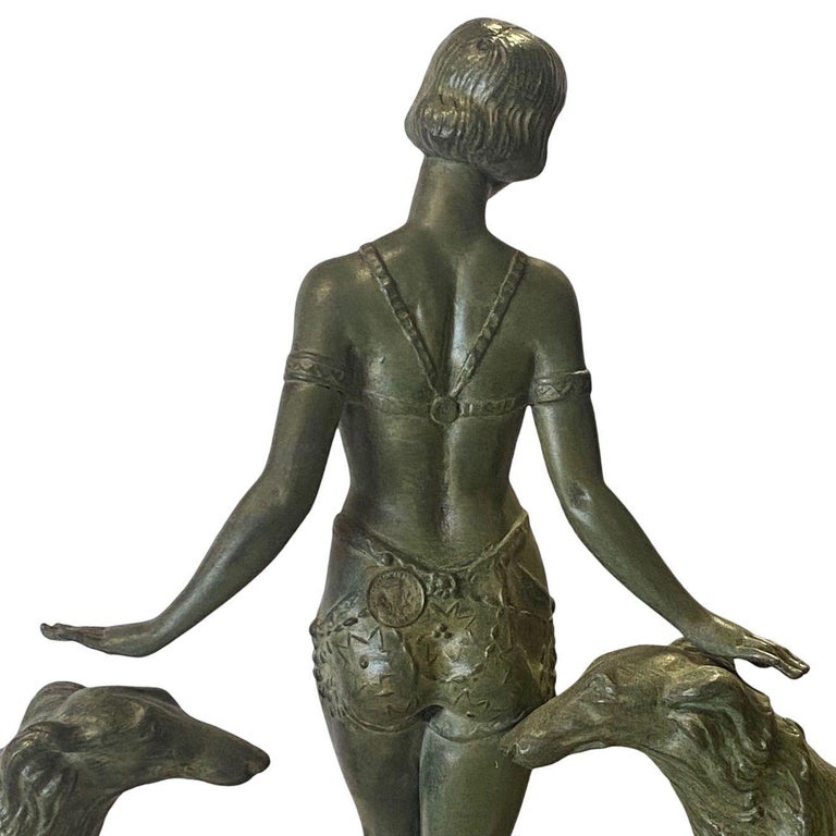 Art Deco Light-up Flapper Bronze Patina Sculpture by Enrique Molins-Balleste