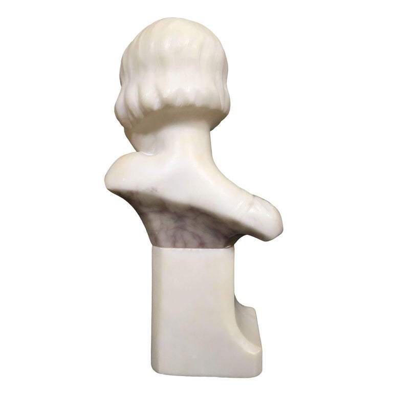 Hand Carved Boy and Girl Alabaster Bust Set