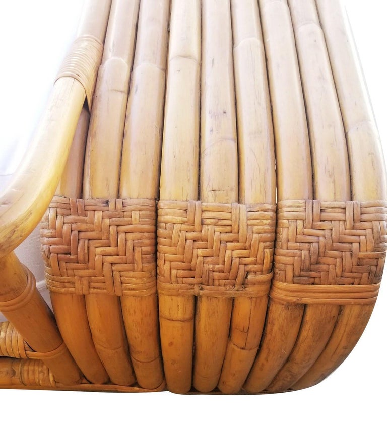 Original Historic Hand Made 9 Strand Square Pretzel Rattan Sofa By Paul T Frankl