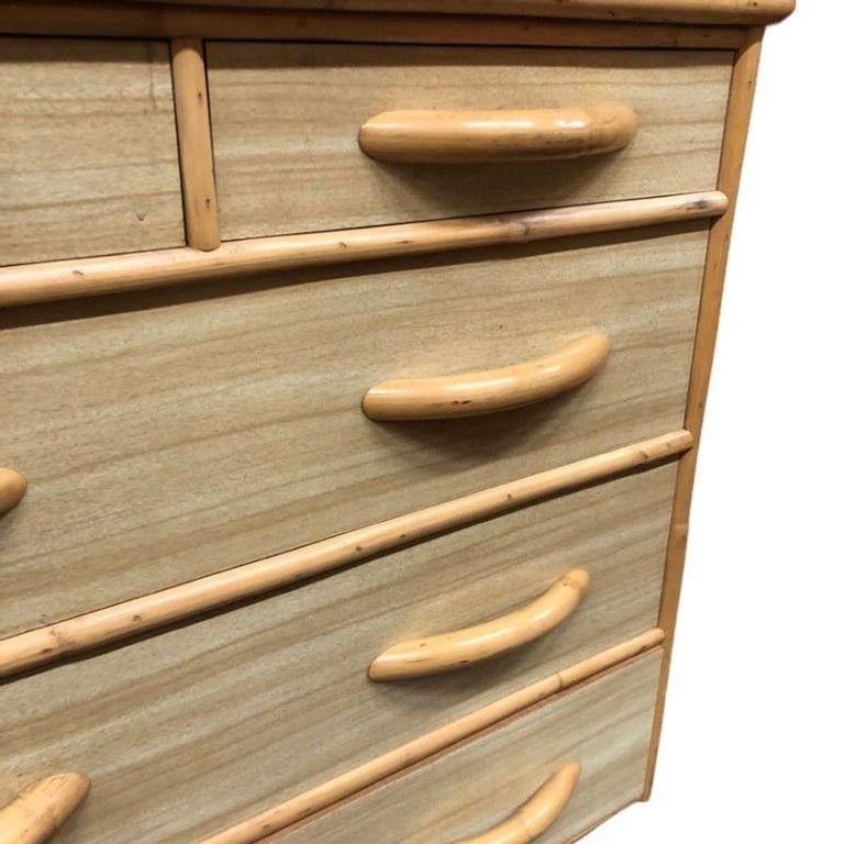 Restored Mid Century Rattan Dresser/Vanity Bedroom Set