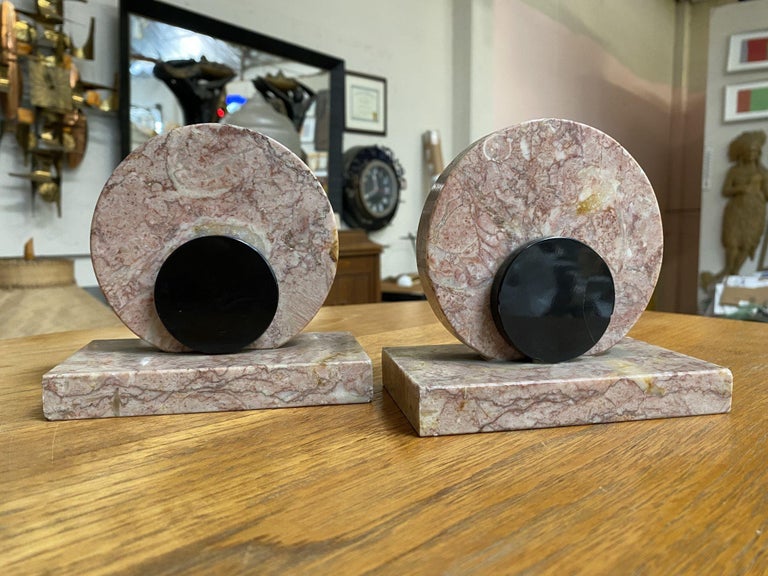 French Art Deco UCRA Bronze Swan Marble Mantle Garniture Clock Set by Marefbay