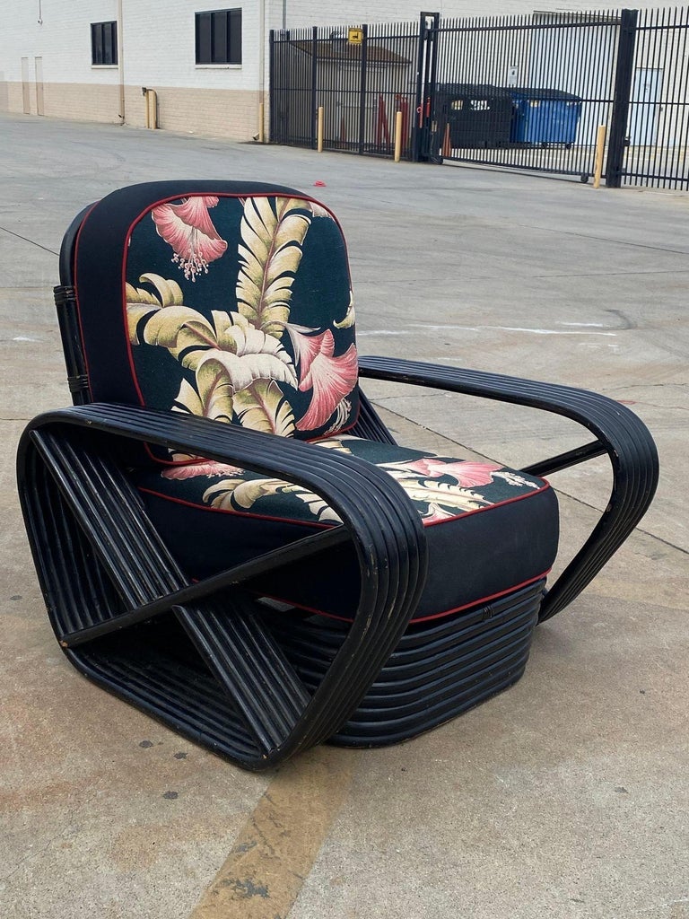 Restored 6 Strand Black Ash Table, Sofa, Lounge Chair Livingroom Set