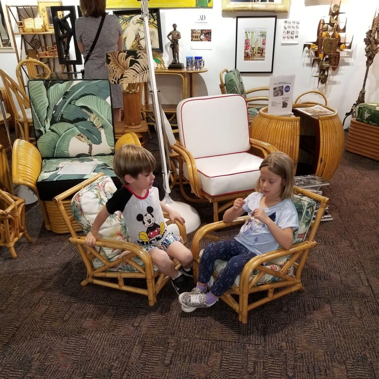 Restored Child Size "1949er" Two-Strand Rattan Sofa & Lounge Chair Set