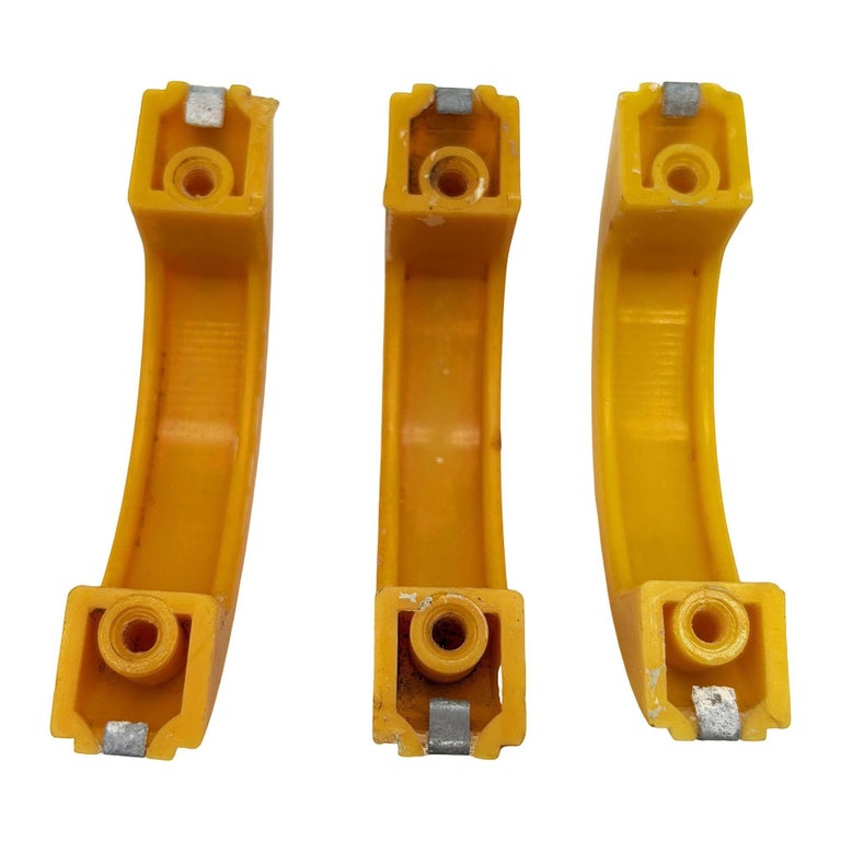 Art Deco Bright Yellow Bakelite Drawer Pulls w/ Chrome Strip, Set of 6
