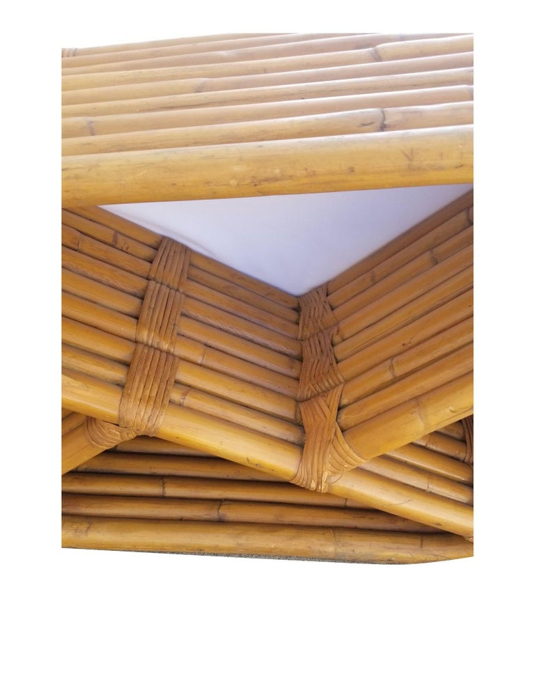 Original Historic Hand Made 9 Strand Square Pretzel Rattan Sofa By Paul T Frankl