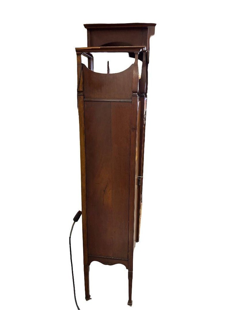 Antique Art Nouveau Mahogany and Floral Marquetry Display Cabinet