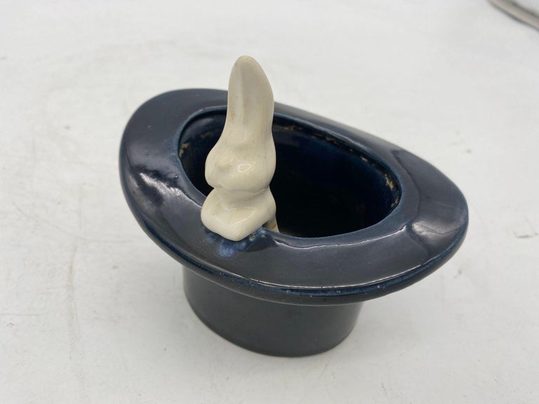 Magician Black Bunny in a Hat Rabbit Figural Collection