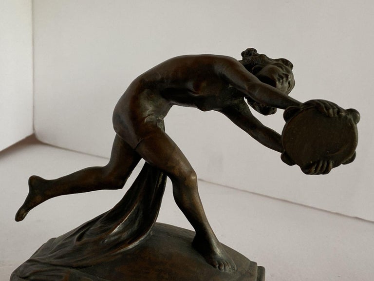 Art Nouveau Nude Female Nymph Cast Bronze Bookends, Pair
