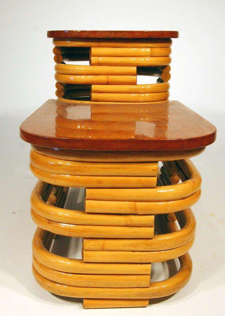Rare Restored Double Tear Drop Stacked Rattan Lounge Chair Sofa Livingroom Set