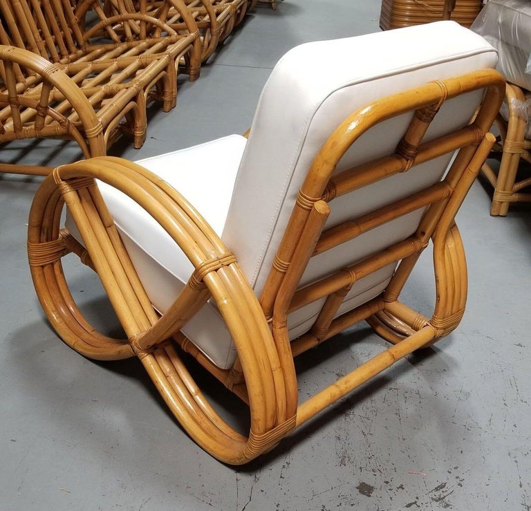 Restored Mid-Century Frankl Style Rattan Three-Strand Full Pretzel Livingroom Se