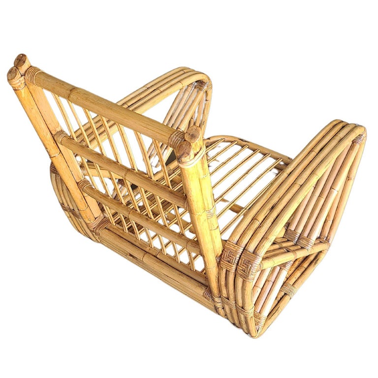 Original Historic Hand Made 4- Strand Square Pretzel Rattan Lounge & Sofa Set