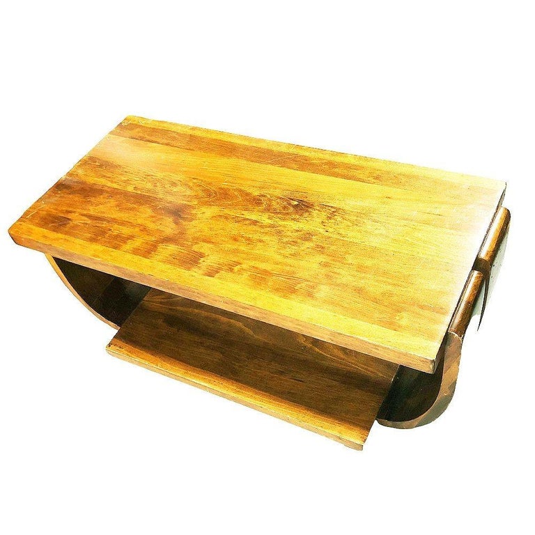 Blond Geometric Art Deco Side & Coffee Table by Gilbert Rohde for Brown Saltman