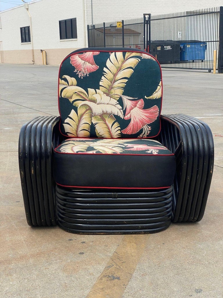 Restored 6 Strand Black Ash Table, Sofa, Lounge Chair Livingroom Set