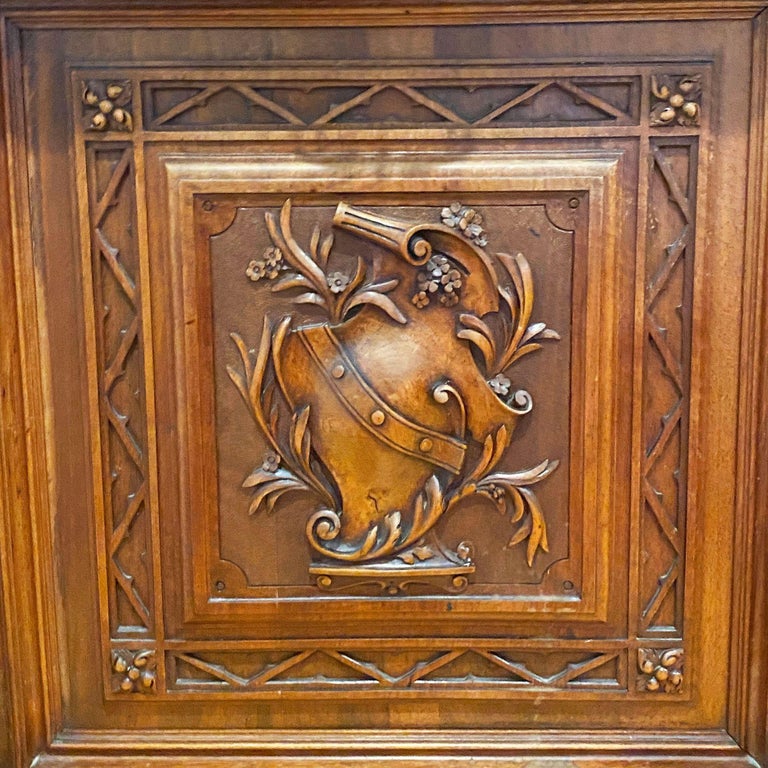 19th Century French Henry II Renaissance Carved Walnut Buffet Sideboard Cabinet