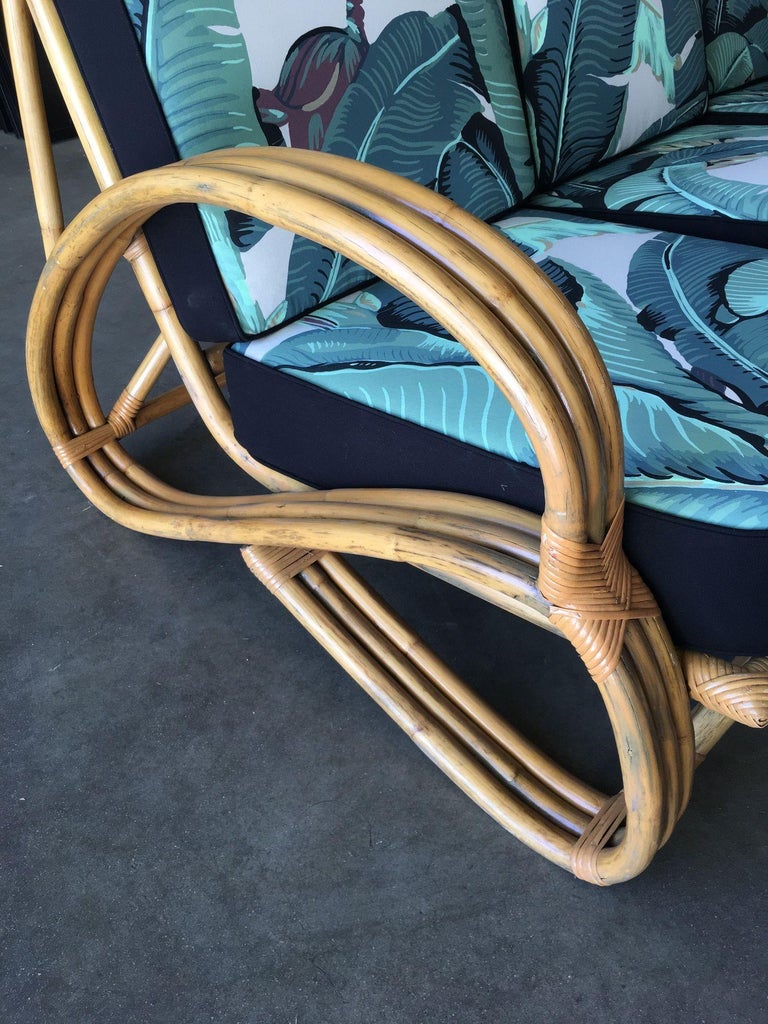Ficks Reed Restored Three-Strand "S-Arm" Rattan Sofa & Lounge Living Room Set