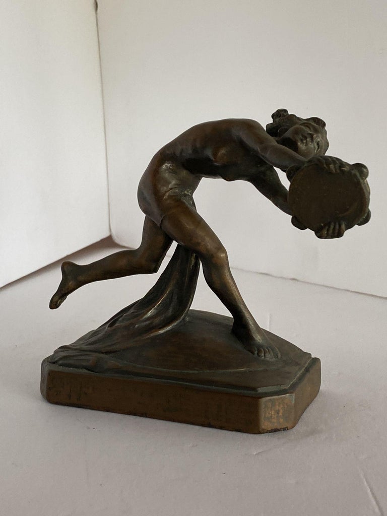 Art Nouveau Nude Female Nymph Cast Bronze Bookends, Pair