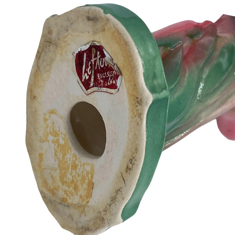 Mid-century Ceramic Mid Flight Pink Flamingo Tabletop Statue Set By Leftons