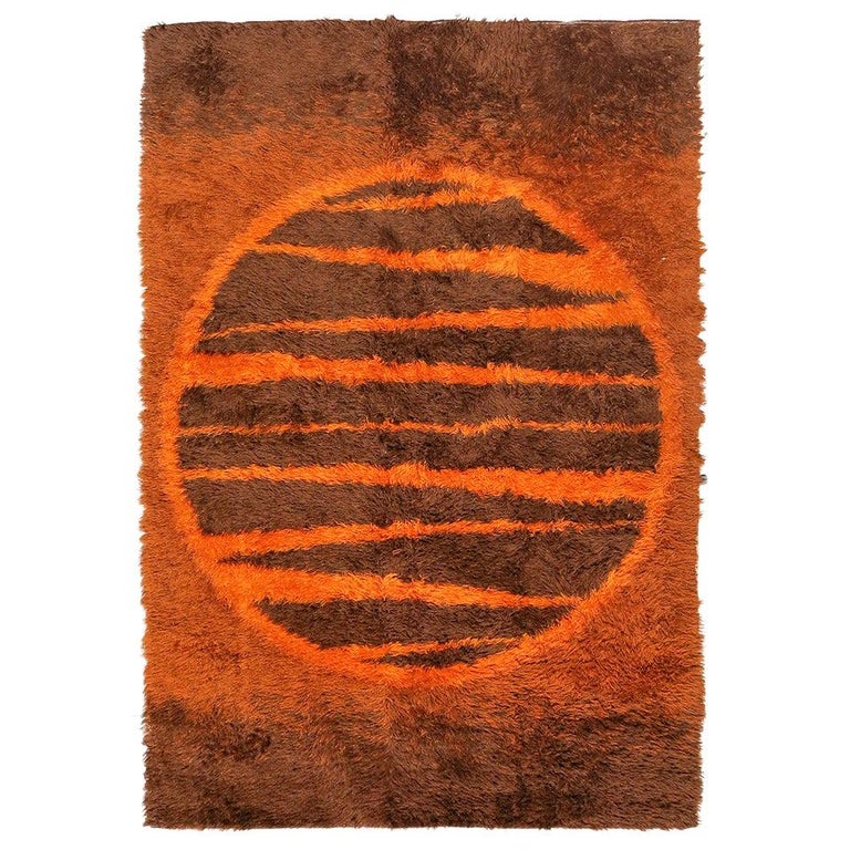 Supernova Shag Rug with Abstract Design, circa 1970