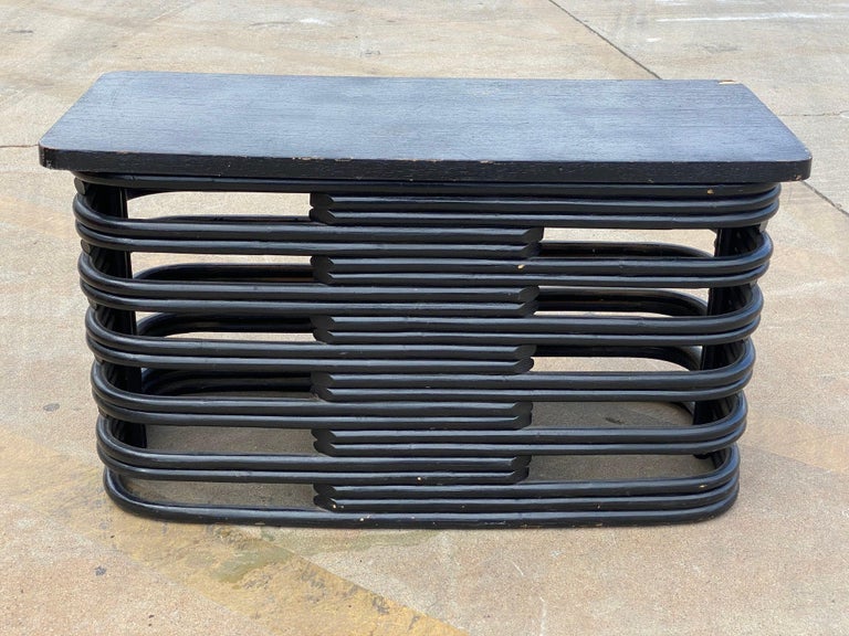 Restored 6 Strand Black Ash Table, Sofa, Lounge Chair Livingroom Set