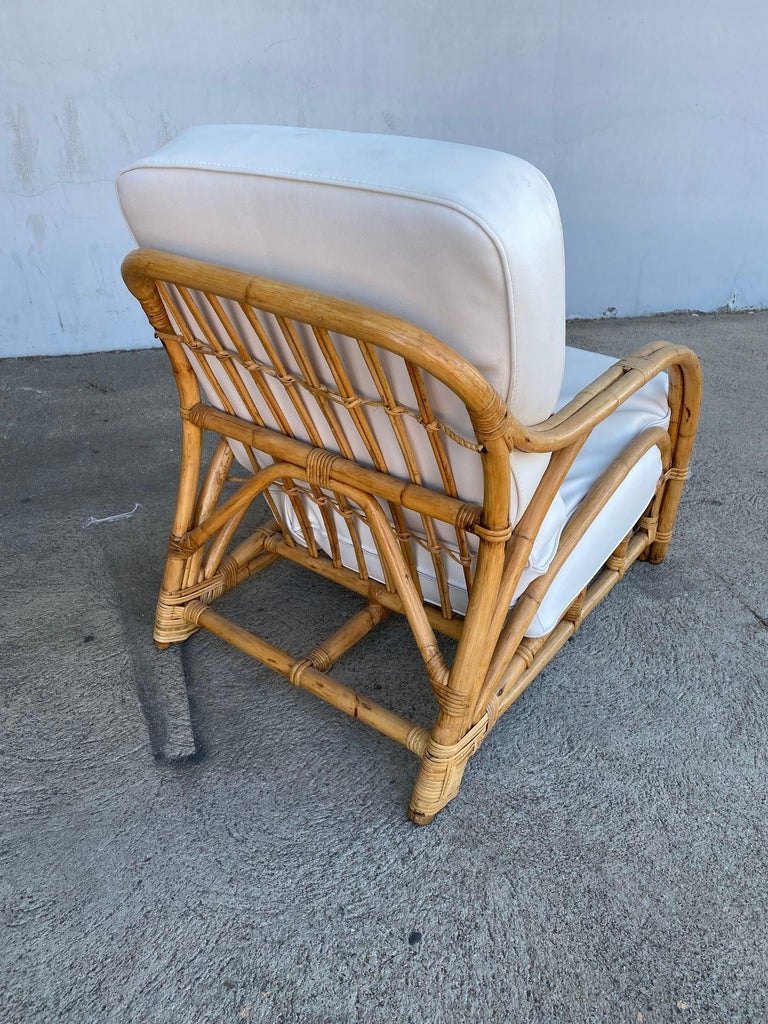 Rare Restored "1940s Transition" Rattan Sofa and Lounge Chair Living Room Set