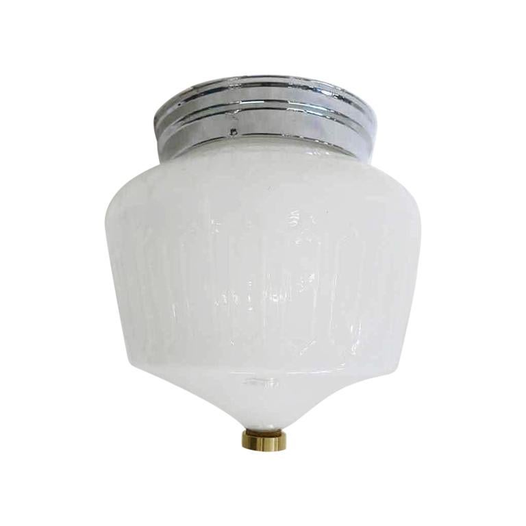Art Deco Bell Shape Ceiling Glass Globe Pendant with Geo Pattern
