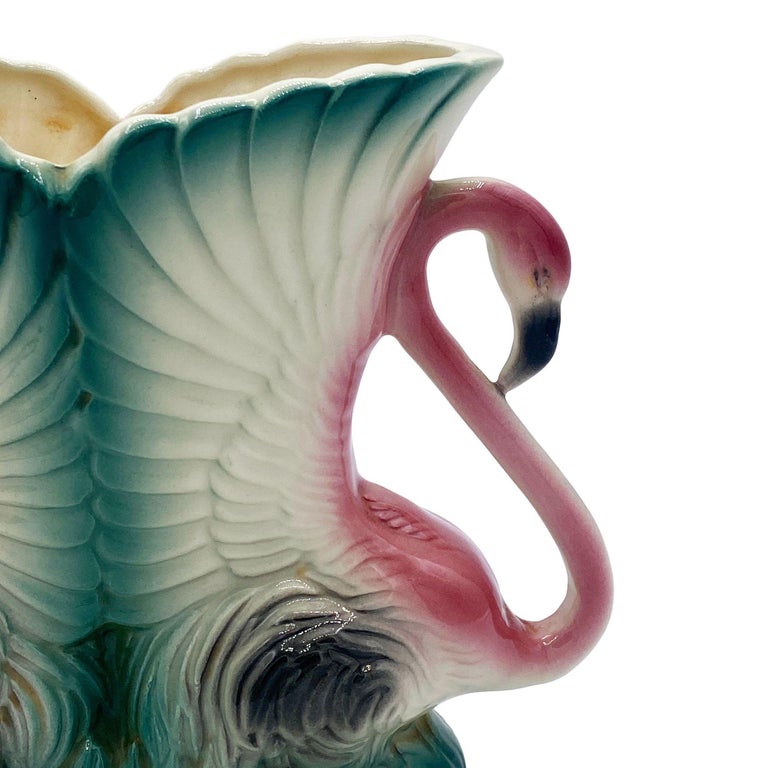Mid-century Ceramic Flamingo Figurine & Vase Set by Maddux & Leftons