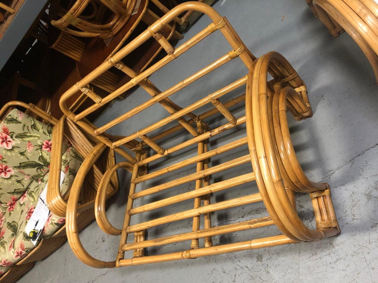 Restored Mid-century Rattan Double Horseshoe Settee Sofa, Pair