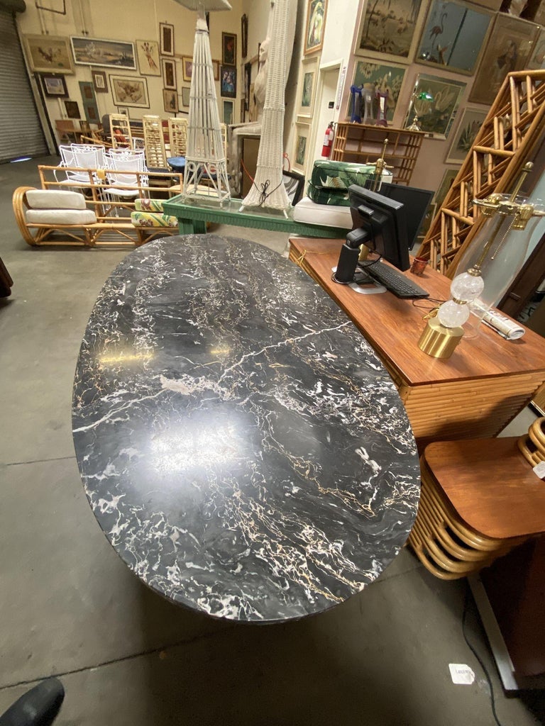 Portoro Nero Marble Dining Set with High Back Thomasville Chairs