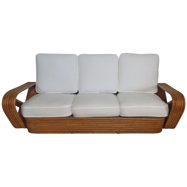 Restored 1930s Six-Strand Square Pretzel Sofa in the Manner of Paul Frankl