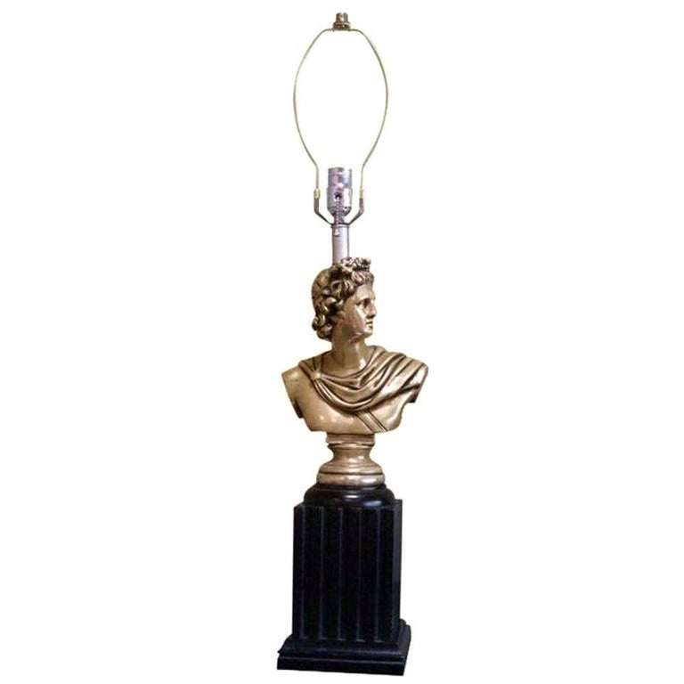 MCM High Style Hollywood Regency God & Goddess Pillar Table Lamps, Pair