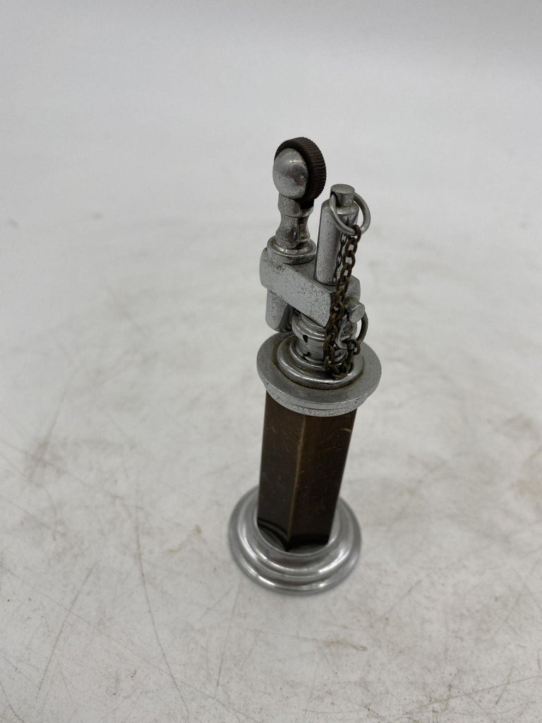 Green and Silver "Column" Petrol Table Chain Lighter by Daltis