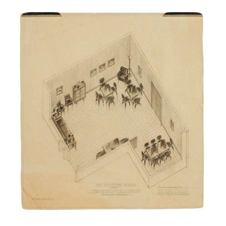 1955 Recreation Room Architectural Rendering by Rucker Fuller