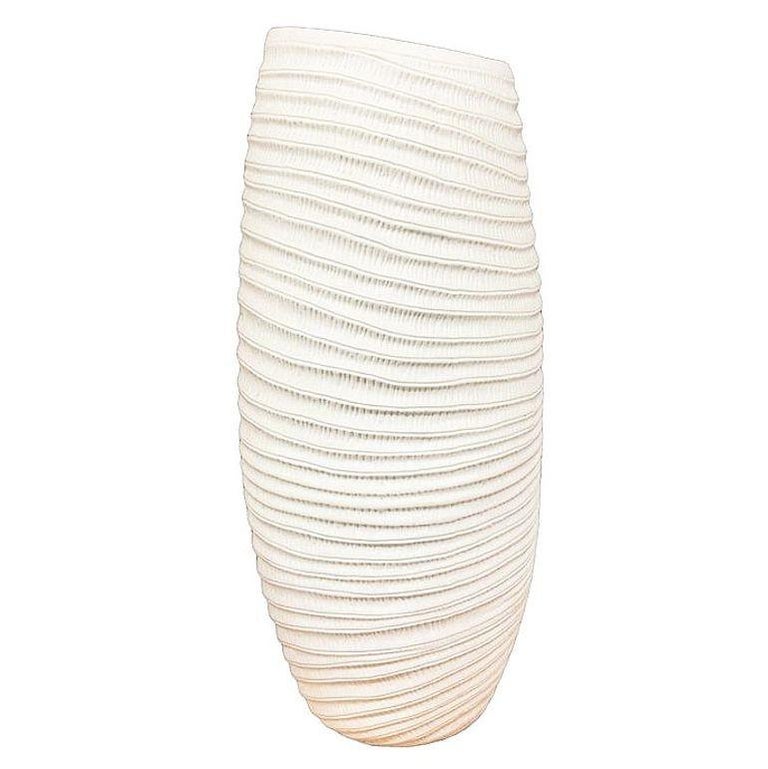 Ribbed Textured Coiled "Coco" Ceramic Vase w/ Matte Finish by Bahari
