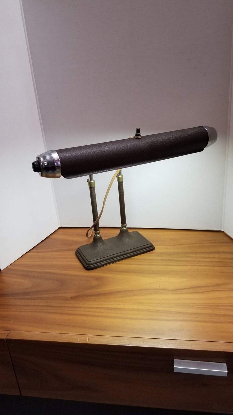 Art Deco Machine Age Chrome Adjustable Flourescent Desk Lamp