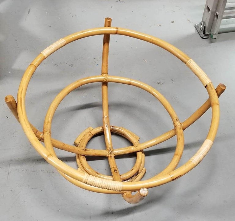 Restored Rattan Glass Top Coffee Table