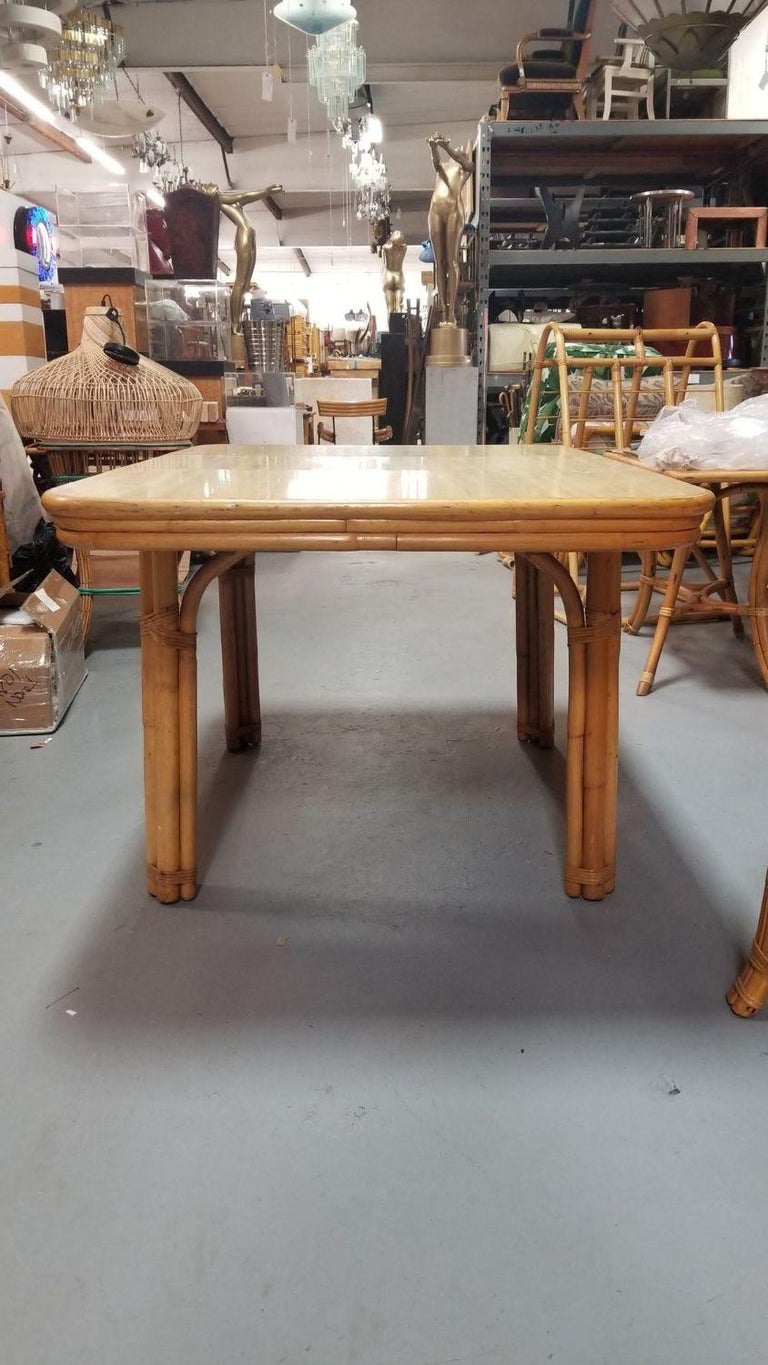 Restored 4-Strand Legs Rattan Dining Table w/ Formica Top