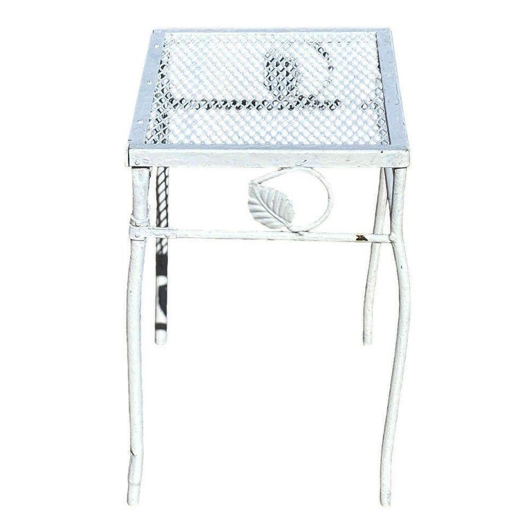 Mid-Century Wrought Iron Outdoor/ Patio Scrolling Side Table by Woodard