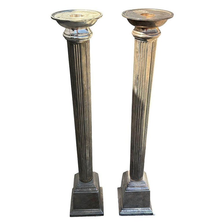 20" High Style Roman Colum Candlestick Holder, Pair