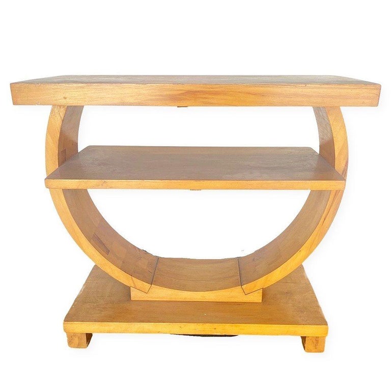 Blond Geometric Art Deco Side Table by Gilbert Rohde for Brown Saltman