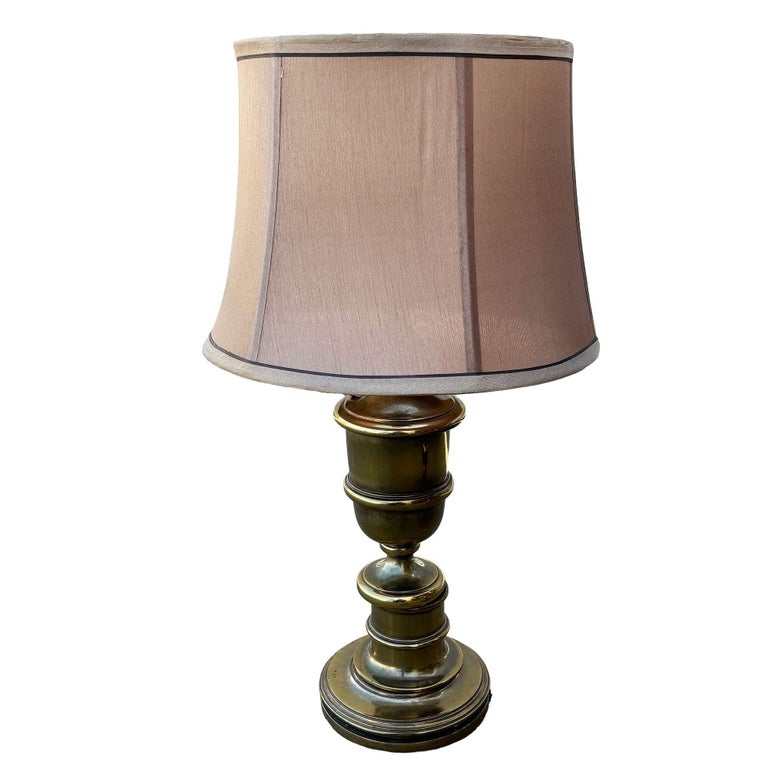 Hollywood Regency Brass Stiffel Style Table Lamp w/ Shade