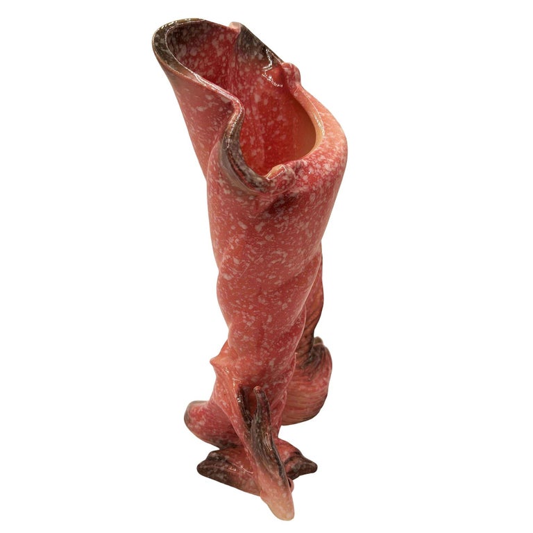 Ebb Tide Vase Fish & Shell Pink Speckled Ceramic Vase by Hull Pottery