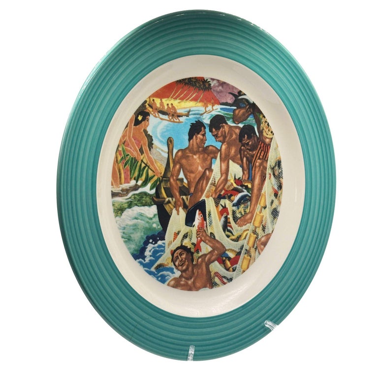 16" Eugene Savage "Festival of the Sea" Serving Platter, Lynn Krantz Dish Books