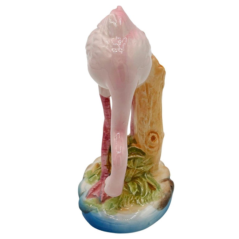 Mid-century Pink Flamingo Ceramic Tabletop Statue By Norcest