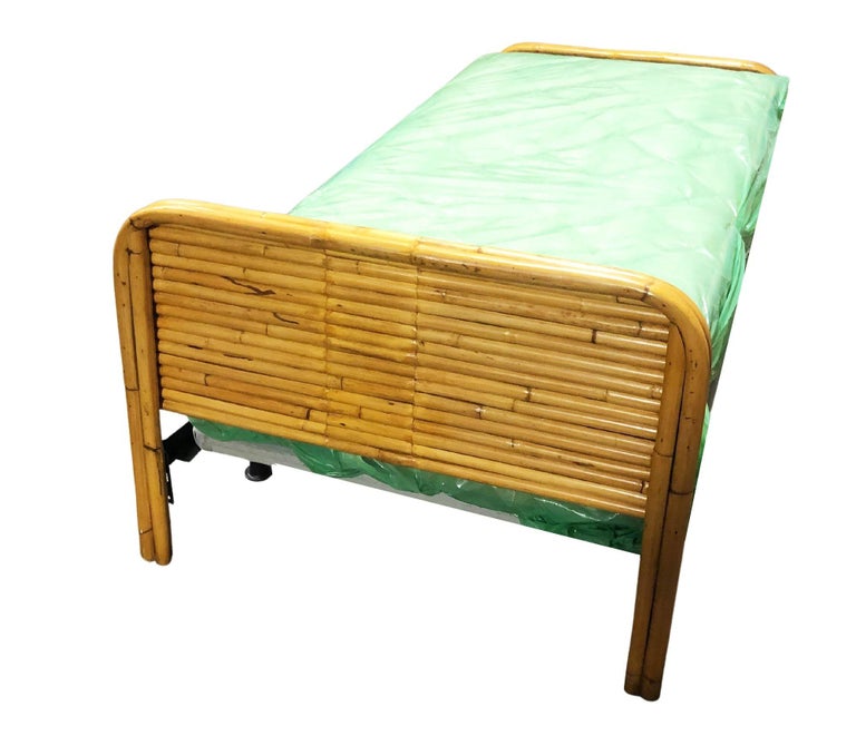 Pair of Mid-Century Restored 1948 Stacked Rattan Bed TWIN - Bed Frames Only