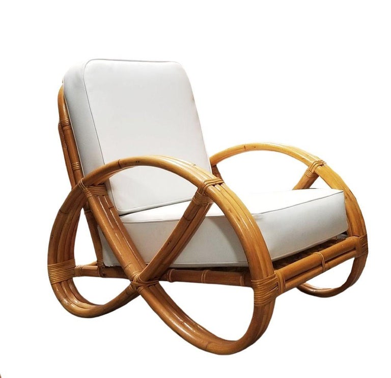 Restored Mid-Century Frankl Style Rattan Three-Strand Full Pretzel Livingroom Se